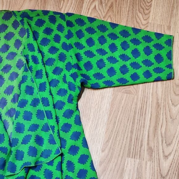 💜LuLaRoe Green & Blue Print Flowy Open Front Kimono/Duster Small - Picture 4 of 8